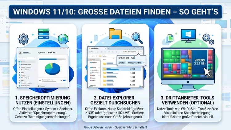 Windows 11/10: Große Dateien finden – So geht’s