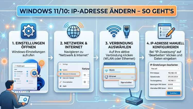 Windows 11/10: IP-Adresse ändern – So geht's