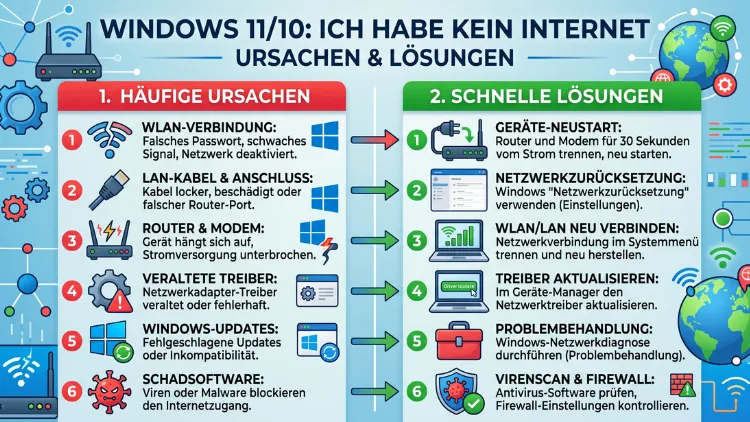 Windows 11/10: Ich habe kein Internet – Ursachen & Lösungen