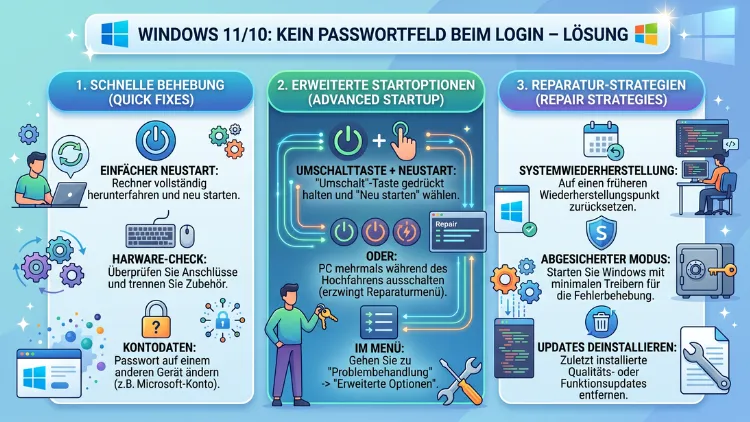 Windows 11/10: Kein Passwortfeld beim Login – Lösung