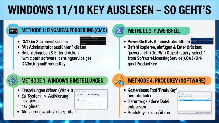 Windows 11/10 Key auslesen – So geht’s