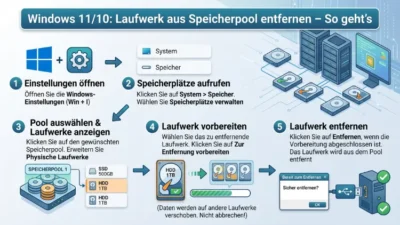 Windows 11/10: Laufwerk aus Speicherpool entfernen – So geht’s