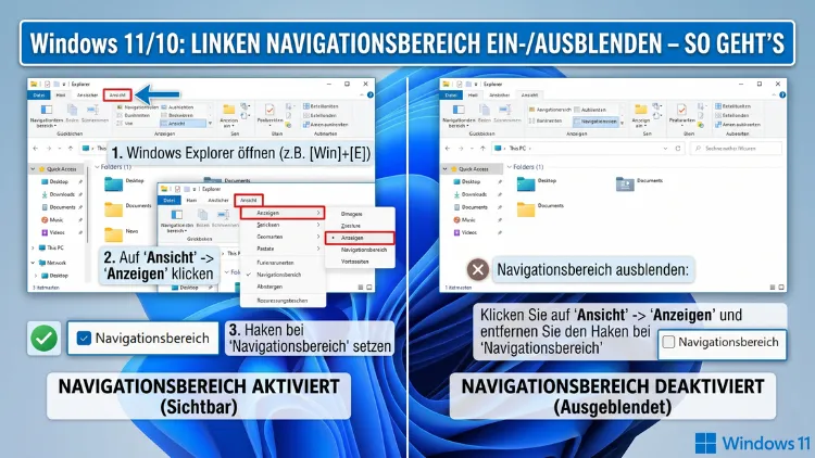 Windows 11/10: Linken Navigationsbereich ein-/ausblenden – So geht’s