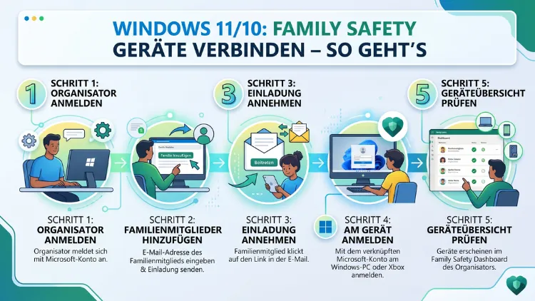 Windows 11/10: MS Family Safety Geräte verbinden – So geht’s