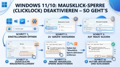 Windows 11/10: Mausklick-Sperre (ClickLock) deaktivieren – So geht’s