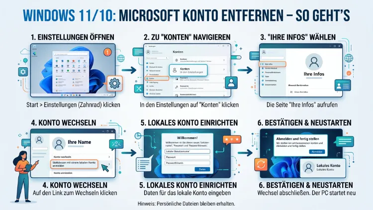 Windows 11/10: Microsoft Konto entfernen – So geht’s