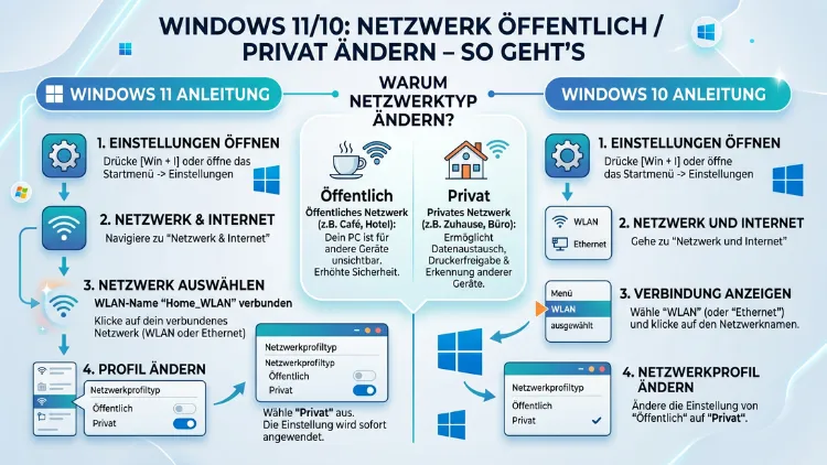 Windows 11/10: Netzwerk öffentlich/privat ändern – So geht’s