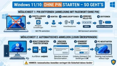 Windows 11/10: Ohne PIN starten – So geht’s