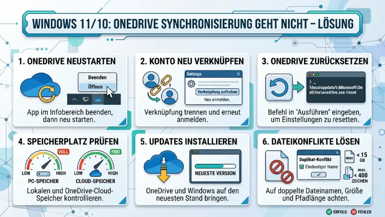 Windows 11/10: OneDrive Synchronisierung geht nicht – Lösung