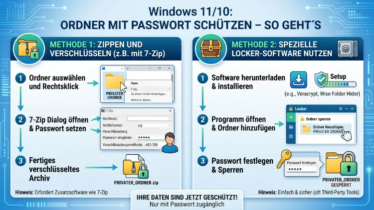 Windows 11/10: Ordner mit Passwort schützen – So geht’s