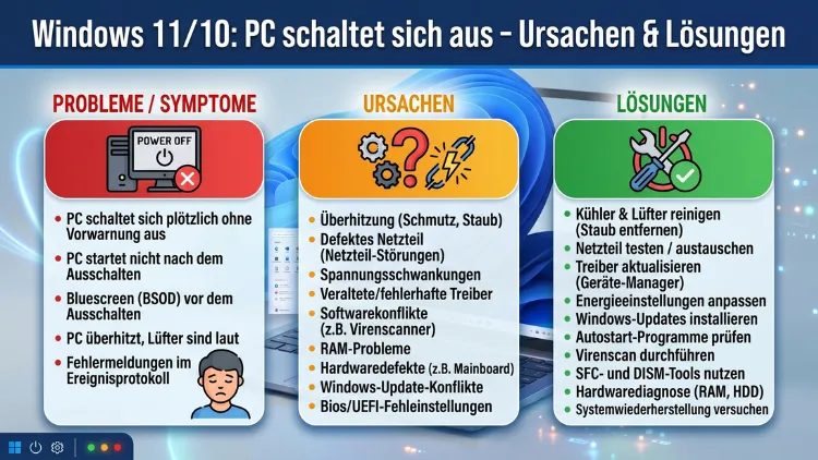 Windows 11/10: PC schaltet sich aus – Ursachen & Lösungen