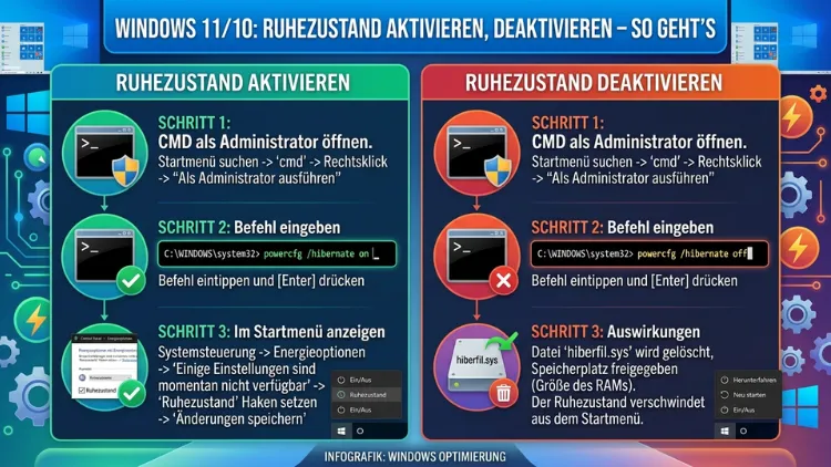 Windows 11/10: Ruhezustand aktivieren, deaktivieren – So geht’s