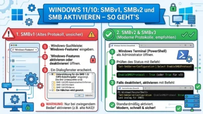 Windows 11/10: SMBv1, SMBv2 und SMBv3 aktivieren – So geht’s