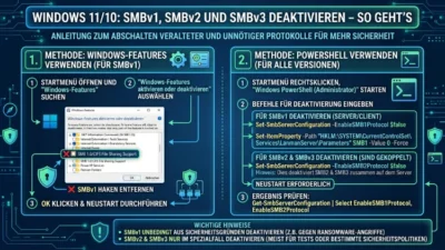 Windows 11/10: SMBv1, SMBv2 und SMBv3 deaktivieren – So geht’s
