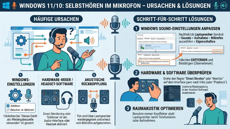 Windows 11/10: Selbsthören im Mikrofon – Ursachen & Lösungen