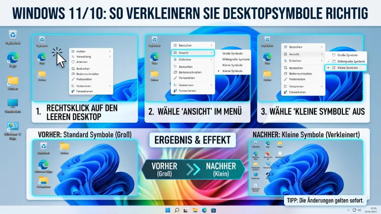 Windows 11/10: So verkleinern Sie Desktopsymbole richtig