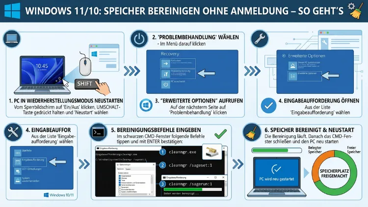 Windows 11/10: Speicher bereinigen ohne Anmeldung – So geht’s