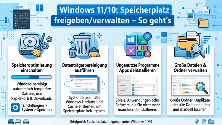 Windows 11/10: Speicherplatz freigeben/verwalten – So geht’s