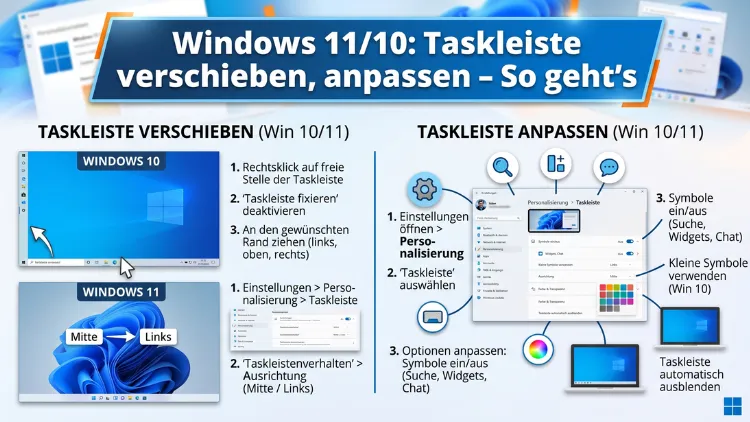 Windows 11/10: Taskleiste verschieben, anpassen – So geht’s