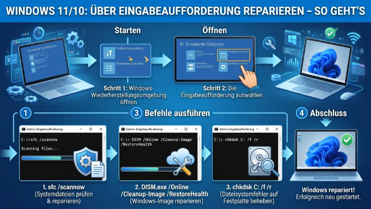 Windows 11/10: Über Eingabeaufforderung reparieren – So geht’s