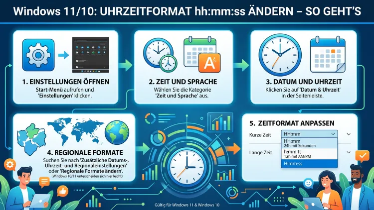 Windows 11/10: Uhrzeitformat hh:mm:ss ändern – So geht’s
