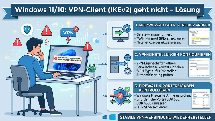 Windows 11/10: VPN-Client (IKEv2) geht nicht – Lösung