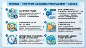 Windows 11/10: Word-Dokument verschwunden – Lösung