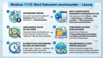 Windows 11/10: Word-Dokument verschwunden – Lösung