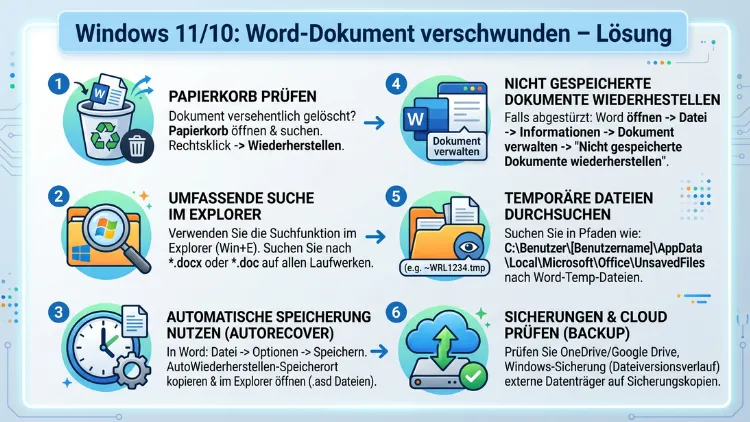 Windows 11/10: Word-Dokument verschwunden – Lösung