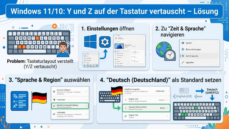 Windows 11/10: Y und Z auf der Tastatur vertauscht – Lösung