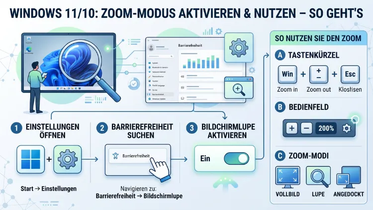 Windows 11/10: Zoom-Modus aktivieren und nutzen – So geht’s