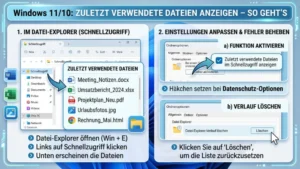 Windows 11/10: Zuletzt verwendete Dateien anzeigen – So geht’s