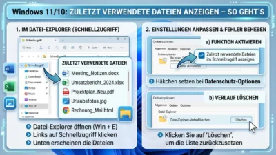 Windows 11/10: Zuletzt verwendete Dateien anzeigen – So geht’s