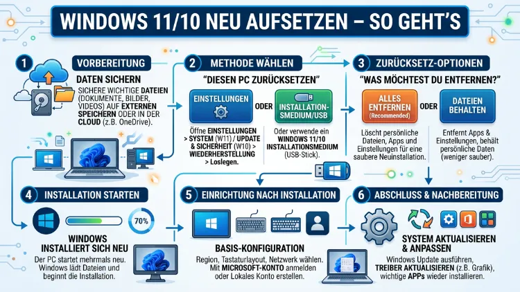 Windows 11/10 neu aufsetzen – So geht’s