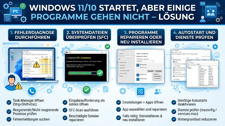 Windows 11/10 startet, aber einige Programme gehen nicht – Lösung