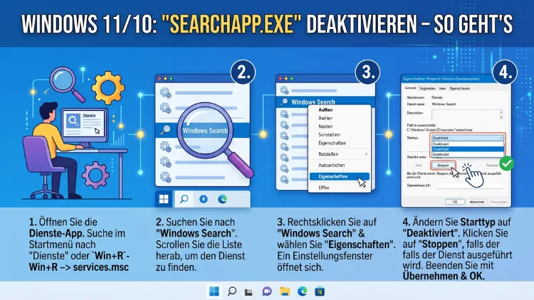 Windows 11/10: „SearchApp.exe“ deaktivieren – So geht’s