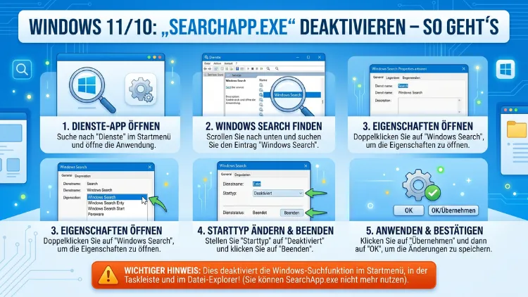 Windows 11/10: „SearchApp.exe“ deaktivieren – So geht’s