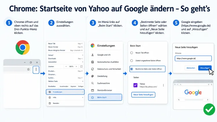 Chrome: Startseite von Yahoo auf Google ändern – So geht’s