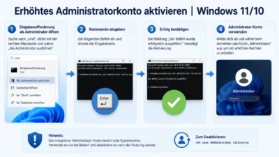 Erhöhtes Administratorkonto aktivieren | Windows 11/10