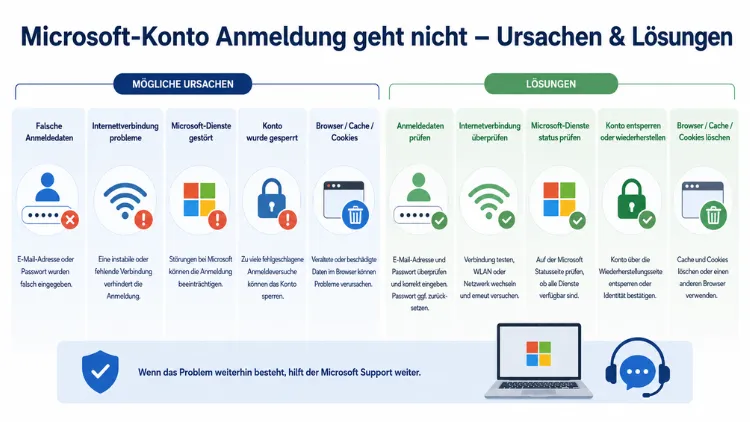 Microsoft-Konto Anmeldung geht nicht – Ursachen & Lösungen