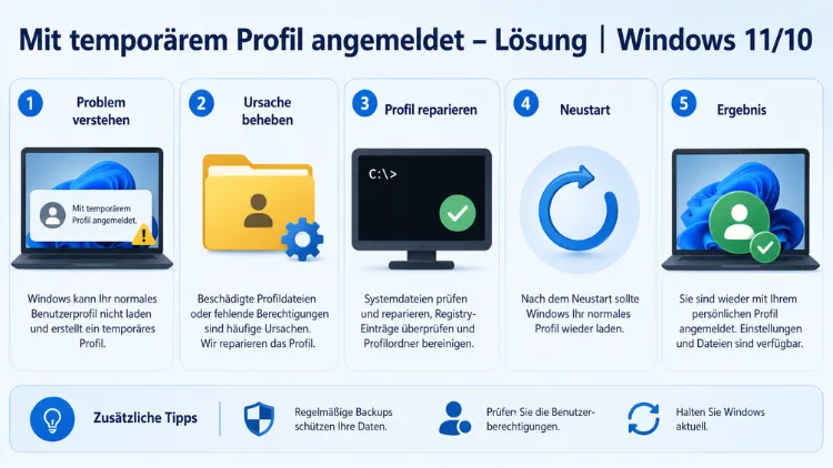 Mit temporärem Profil angemeldet – Lösung | Windows 11/10