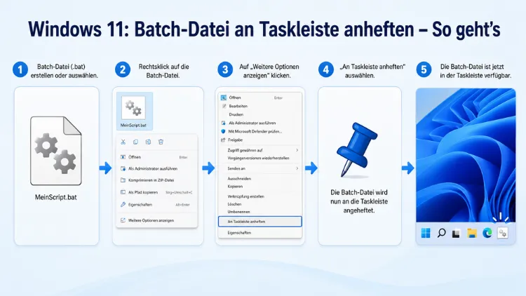 Windows 11: Batch-Datei an Taskleiste anheften – So geht’s