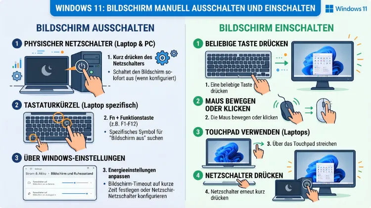 Windows 11: Bildschirm manuell ausschalten und einschalten – So geht’s