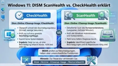 Windows 11: DISM ScanHealth vs. CheckHealth erklärt