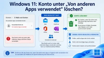 Windows 11: Konto unter „Von anderen Apps verwendet“ löschen?