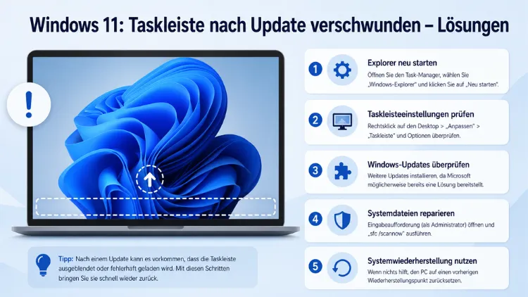 Windows 11: Taskleiste nach Update verschwunden – Lösungen