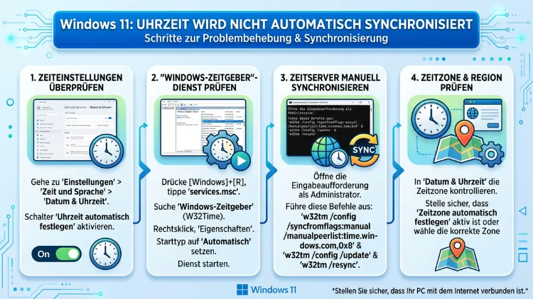 Windows 11: Uhrzeit wird nicht automatisch synchronisiert – Ursachen & Lösungen
