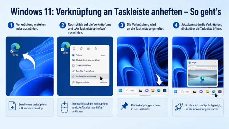 Windows 11: Verknüpfung an Taskleiste anheften – So geht’s