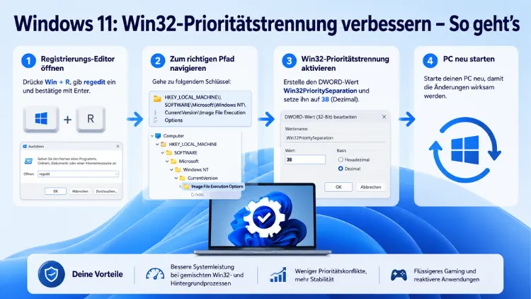 Windows 11: Win32-Prioritätstrennung verbessern – So geht’s