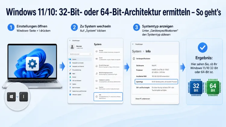 Windows 11/10: 32-Bit- oder 64-Bit-Architektur ermitteln – So geht’s